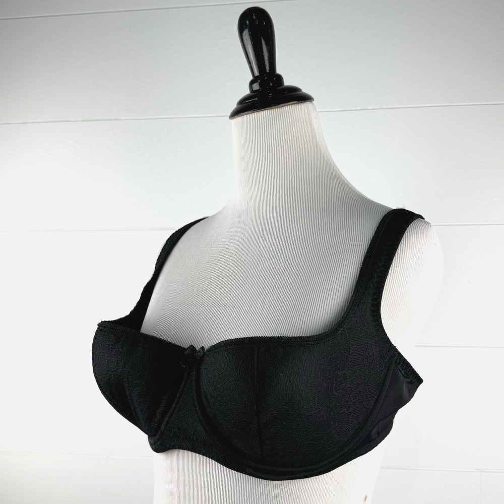 Rosme Grand Balconette Bra US UK 40 D Demi Low Half Cup Black Lace 860-2 Sexy